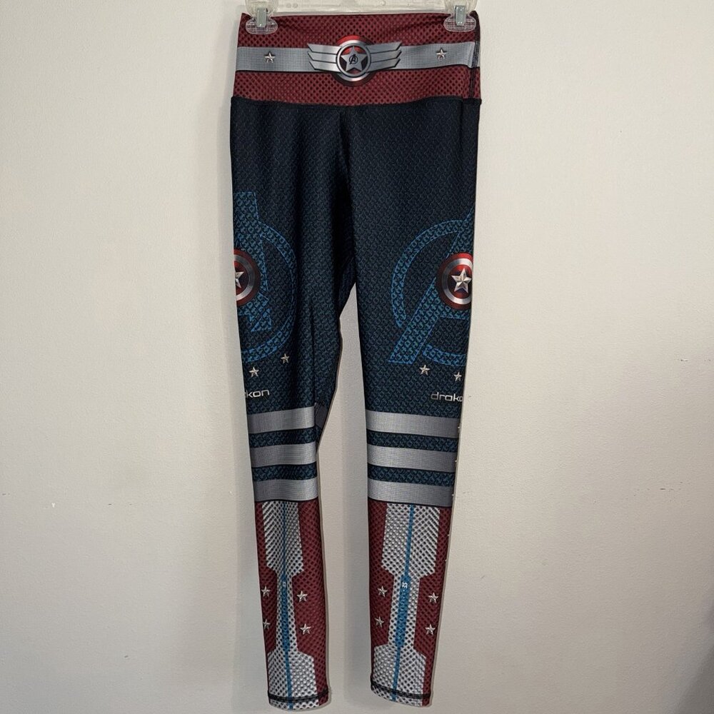 Drakon Captain America Leggings Workout Compression Womens One Size Thick Marvel